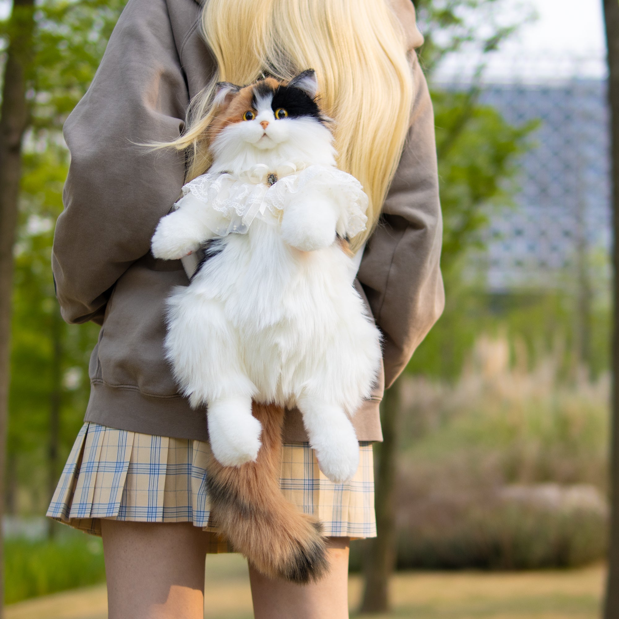 Velocitytoys™ - Calico Cat Backpack – Lifelike Plush Bag for Women & Kids