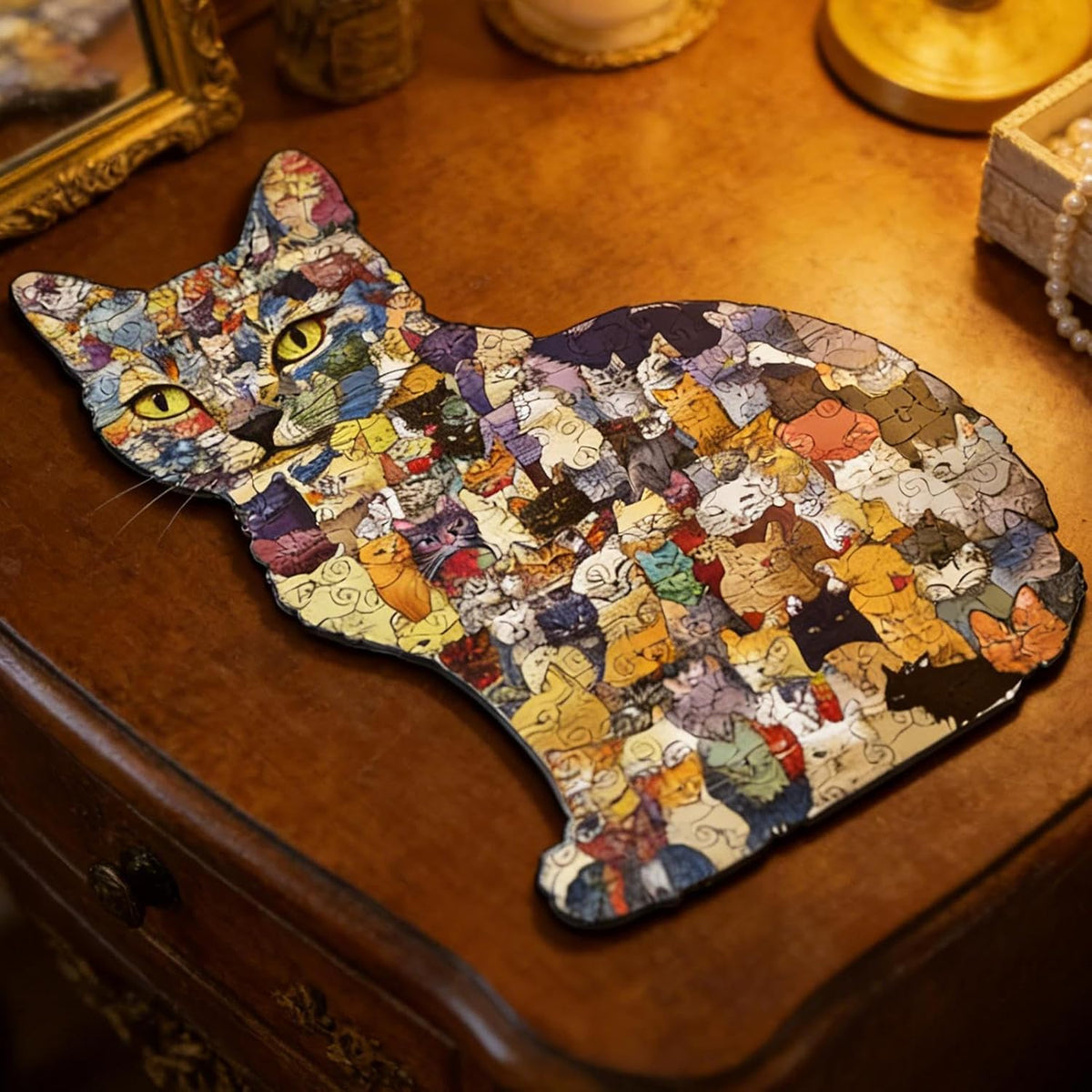 Collage Cat Wooden Jigsaw Puzzle