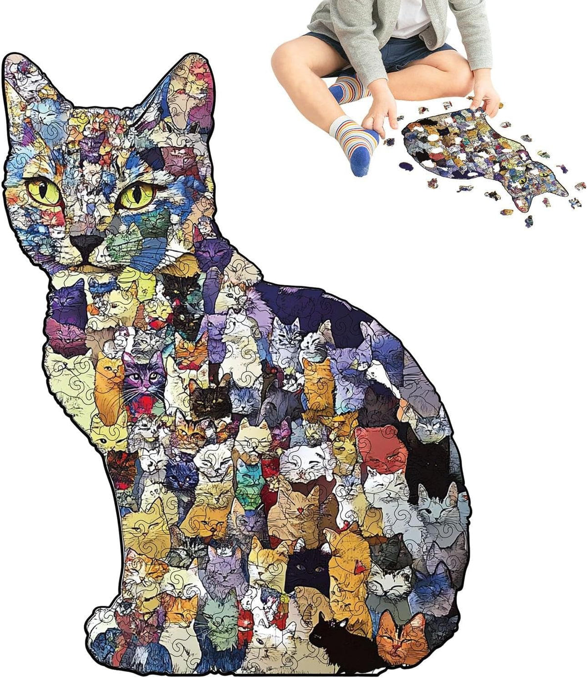 Collage Cat Wooden Jigsaw Puzzle