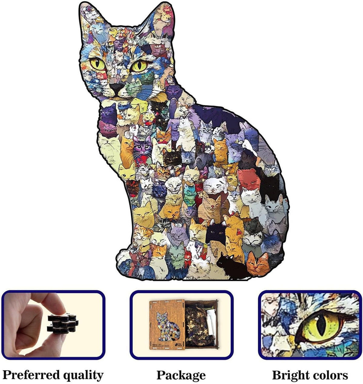 Collage Cat Wooden Jigsaw Puzzle