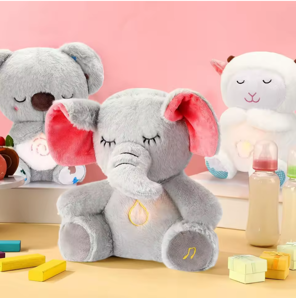 Velocitytoys™– Breathing Elephant Plush with Music – Calming Sleep Comfort Toy
