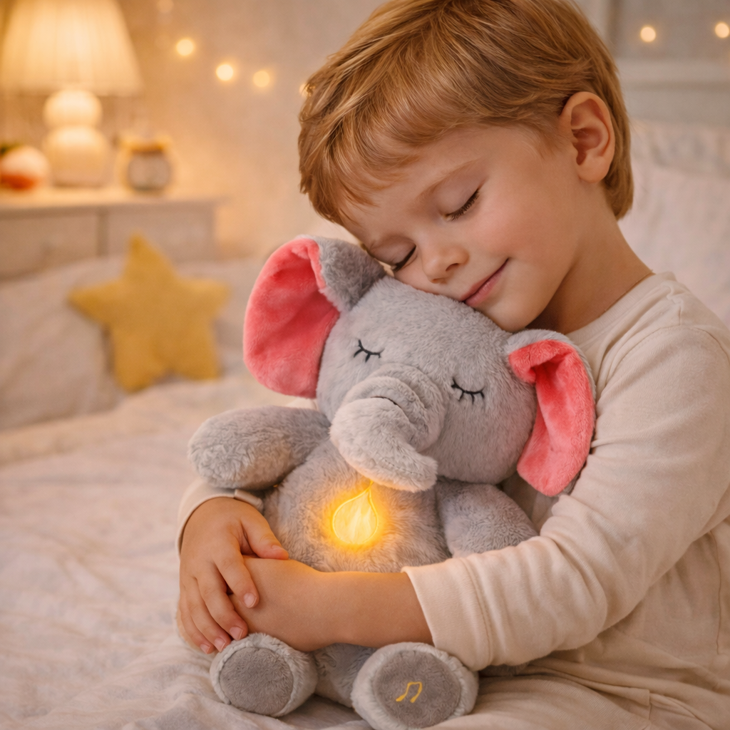 Velocitytoys™– Breathing Elephant Plush with Music – Calming Sleep Comfort Toy