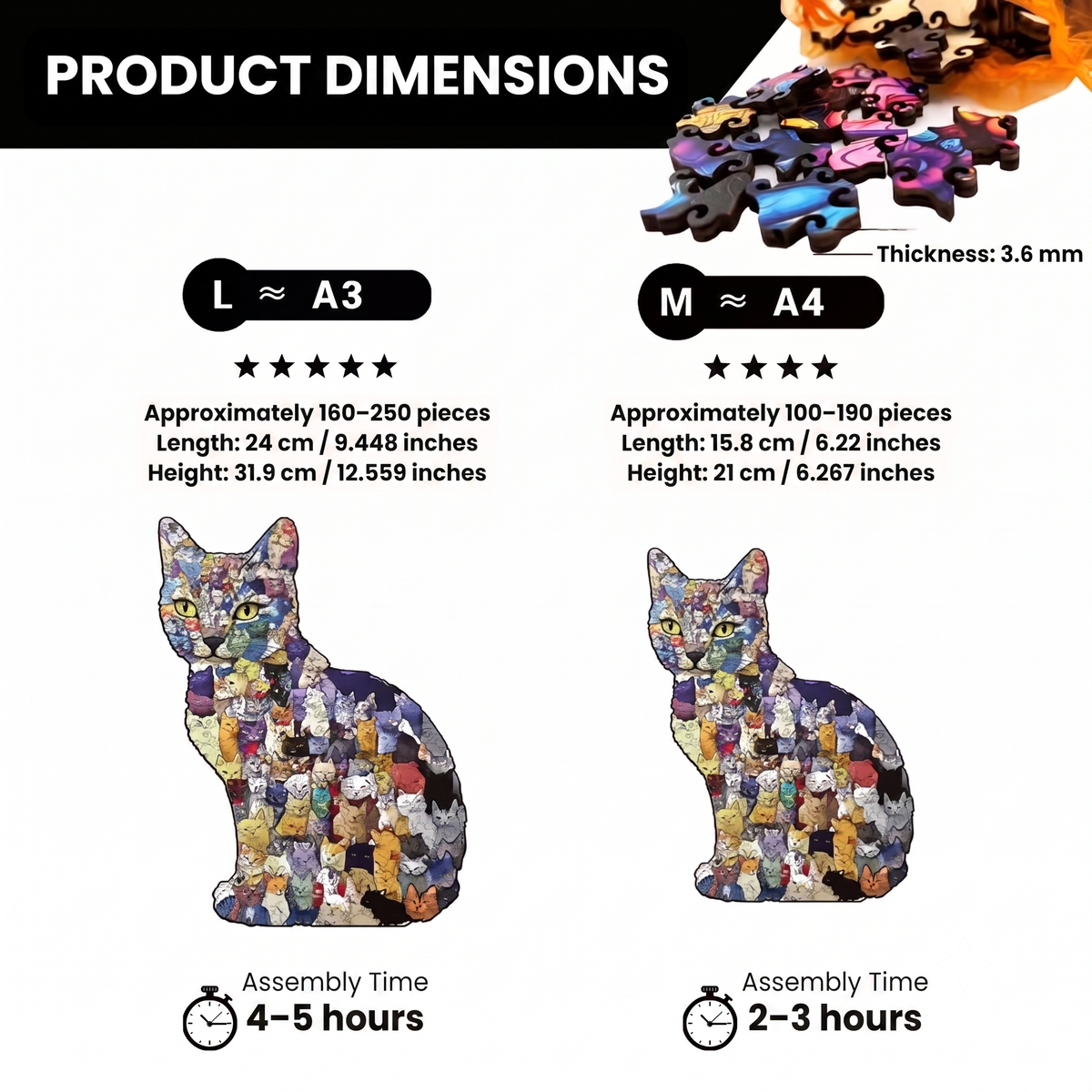 Collage Cat Wooden Jigsaw Puzzle