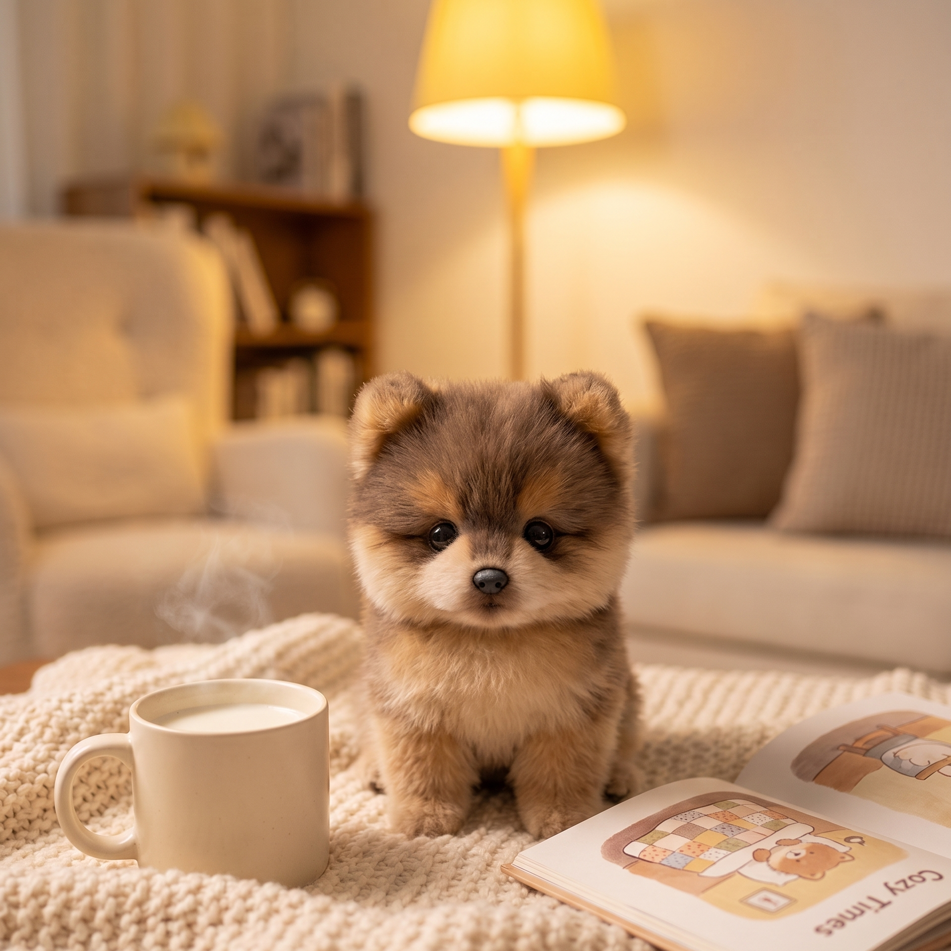 Velocitytoys™- Realistic Sable Pomeranian Stuffed Animal Plush Toy