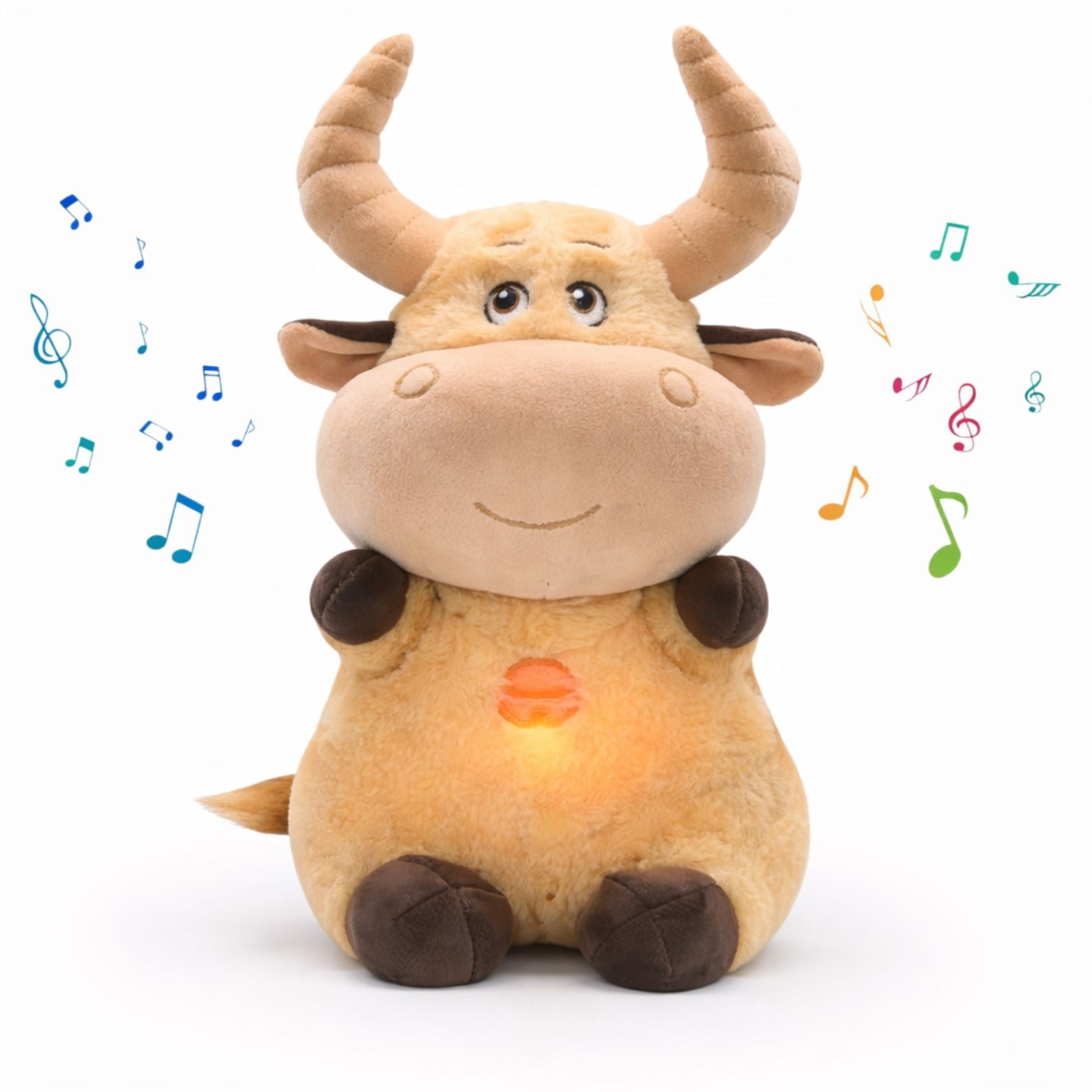 Velocitytoys™– Breathing Cow Plush with Music – Calming Sleep Comfort Toy