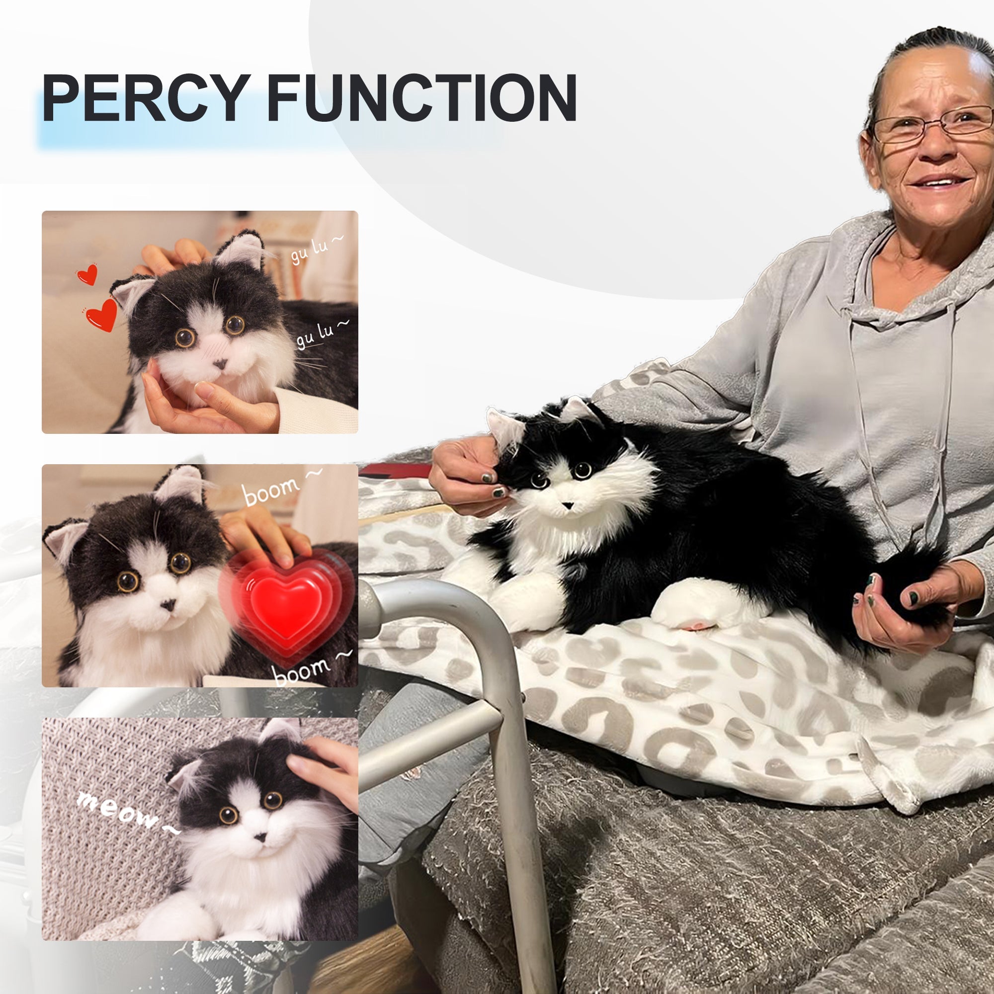 Velocitytoys™ - Percy Robot Cat - Interactive Emotional Support Pet Weighted