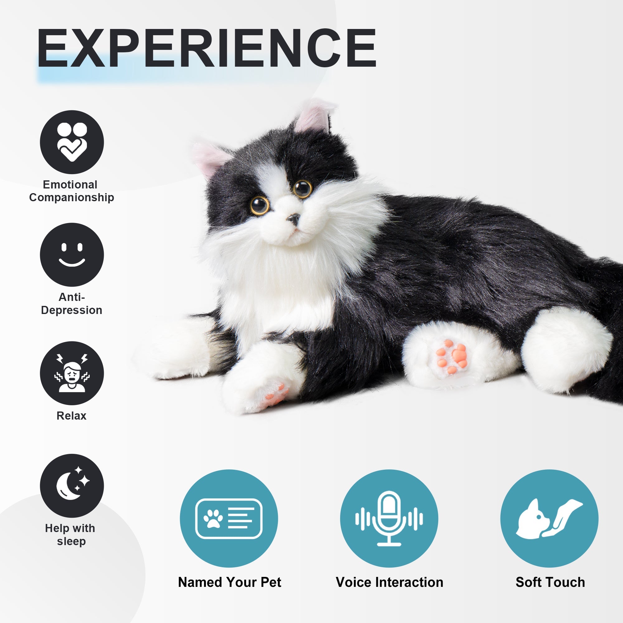 Velocitytoys™ - Percy Robot Cat - Interactive Emotional Support Pet Weighted