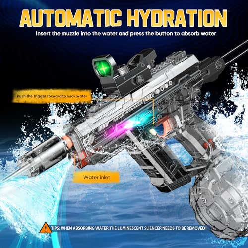 Velocitytoys™ - Automatic Electric Water UZI Gun with LED Light Up Nozzle