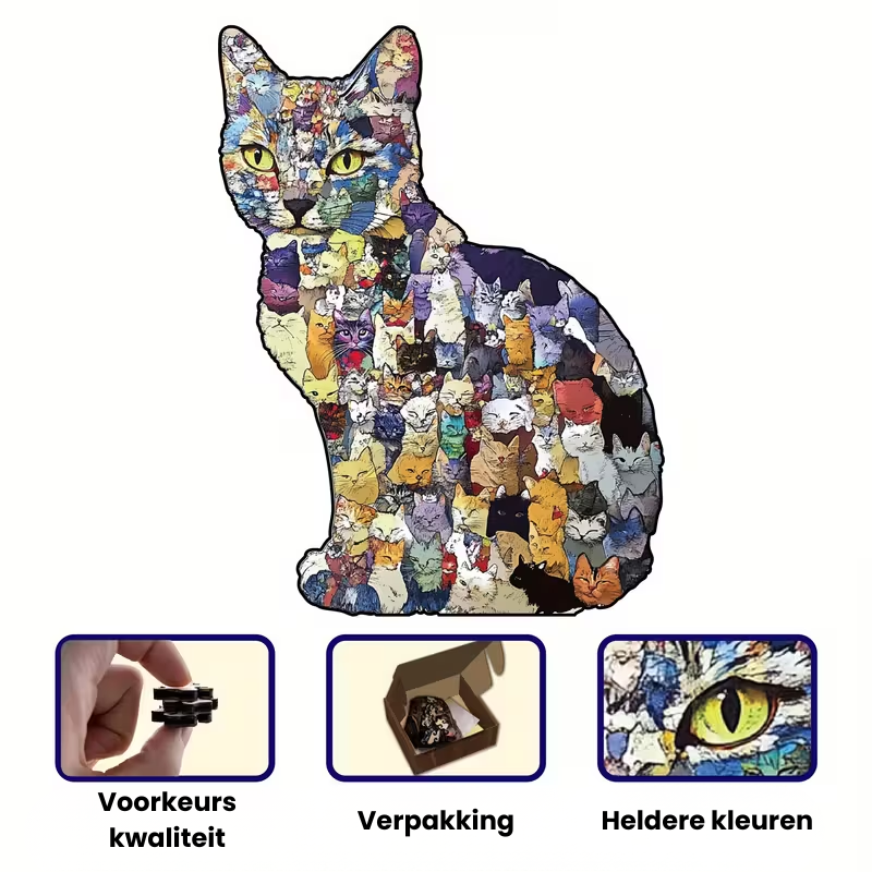 Collage Cat Wooden Jigsaw Puzzle