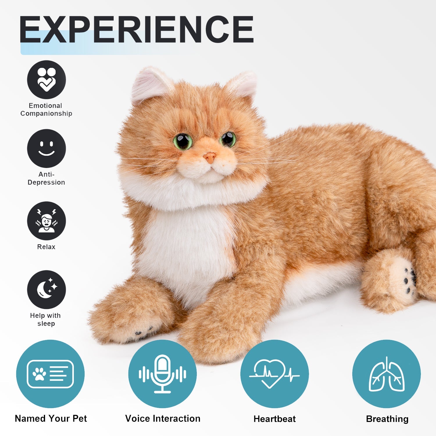 Velocitytoys™ - Percy Robot Cat - Interactive Emotional Support Pet Weighted