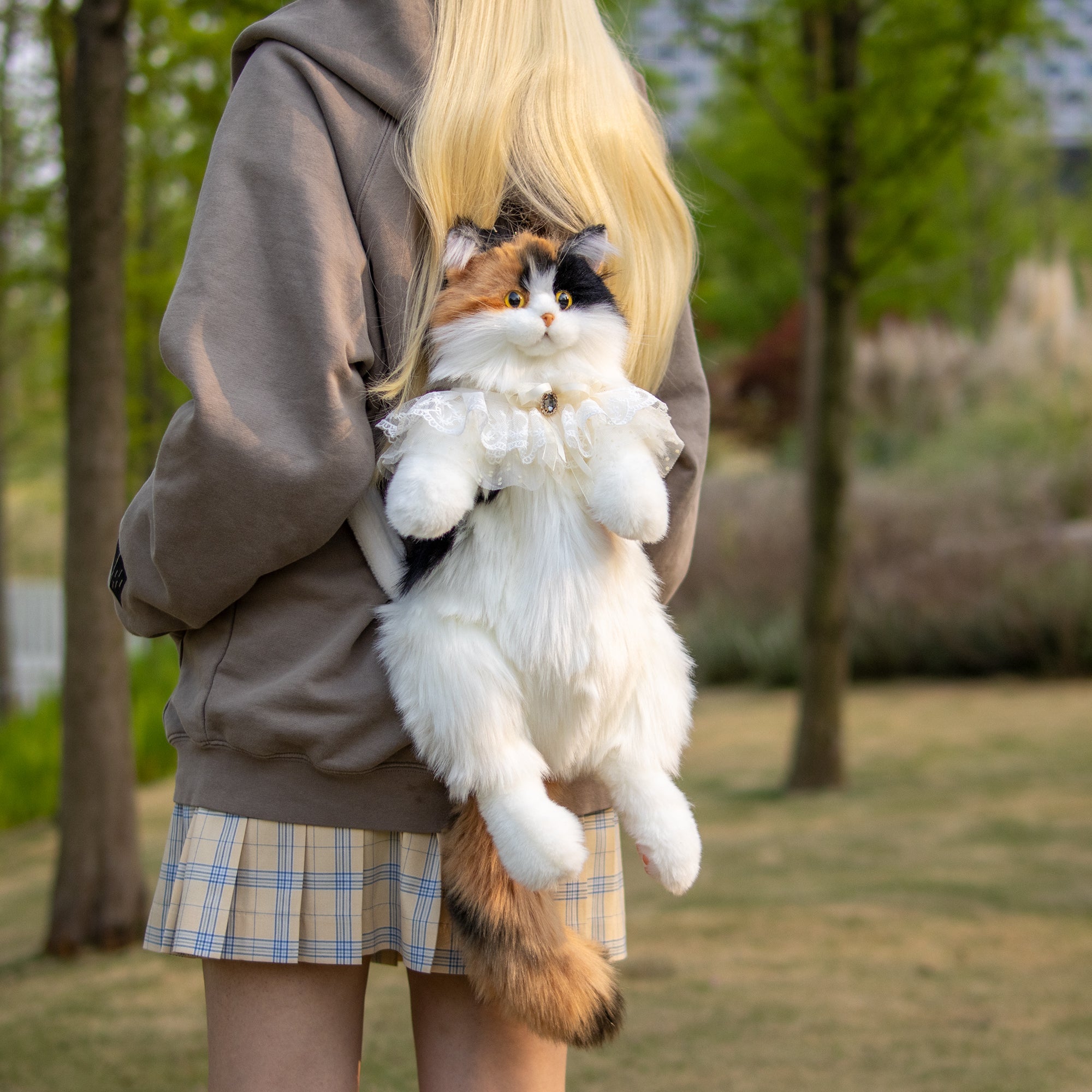 Velocitytoys™ - Calico Cat Backpack – Lifelike Plush Bag for Women & Kids
