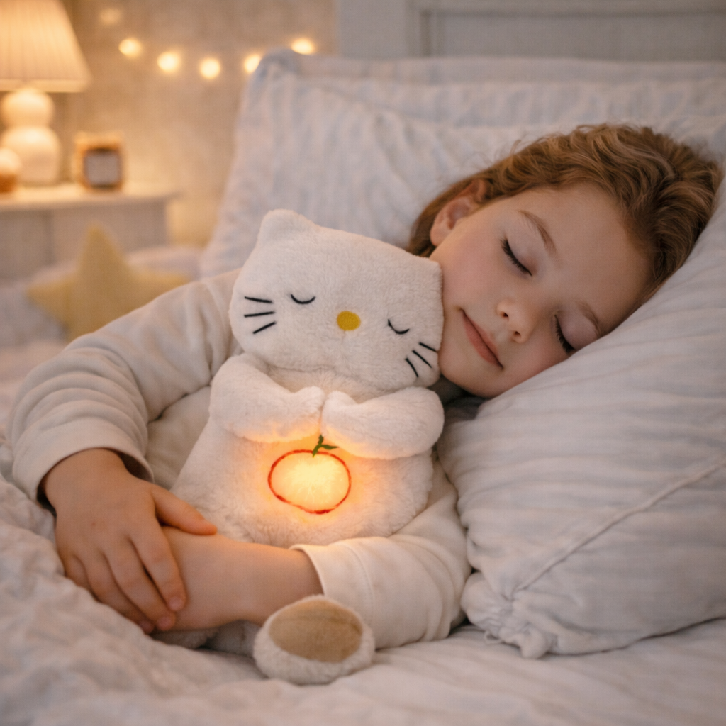 Velocitytoys™– Breathing Kitty Plush with Music – Calming Sleep Comfort Toy