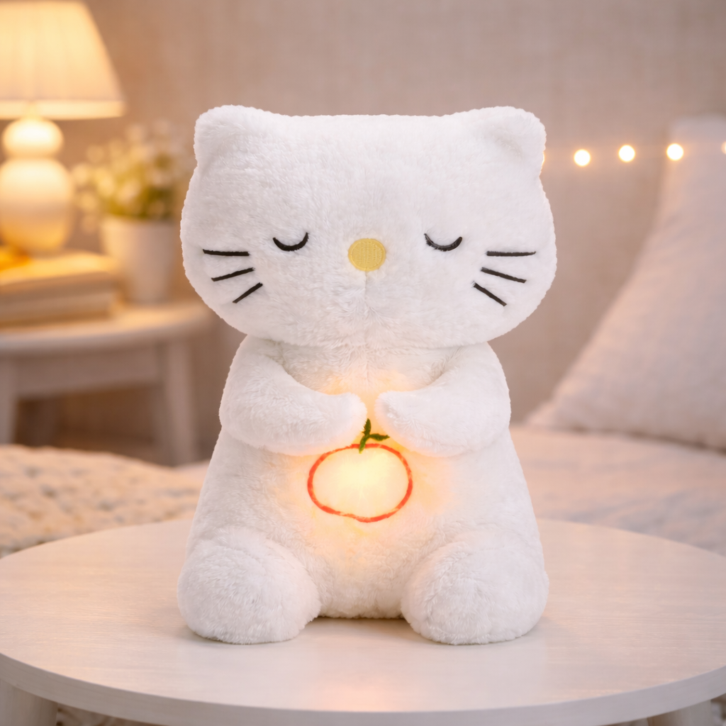Velocitytoys™– Breathing Kitty Plush with Music – Calming Sleep Comfort Toy