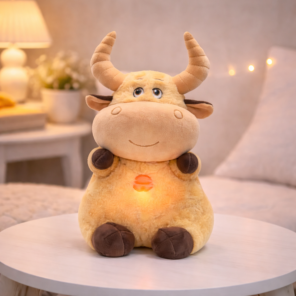 Velocitytoys™– Breathing Cow Plush with Music – Calming Sleep Comfort Toy