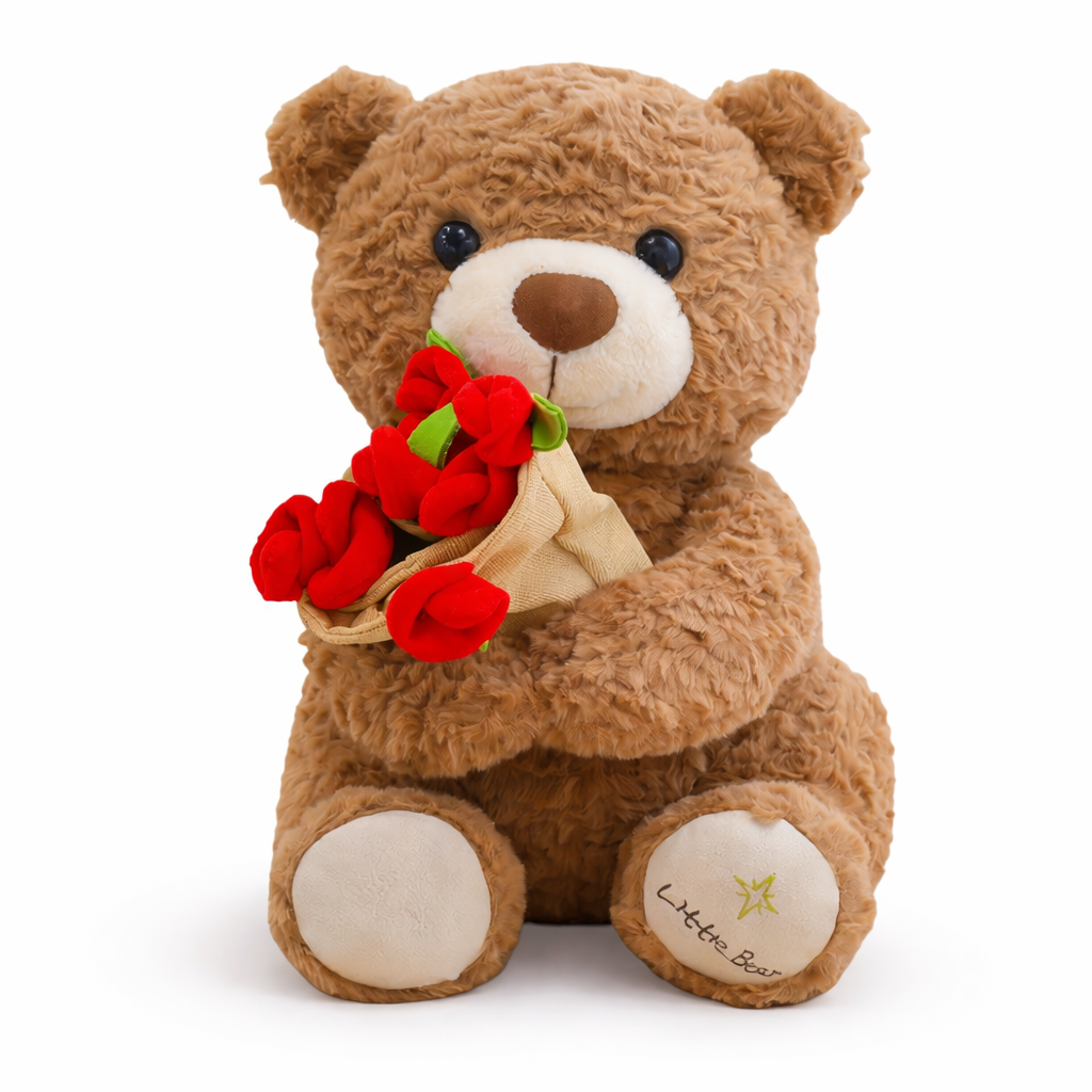 Velocitytoys™– Rose Bear Plush with Magnetic Flowers