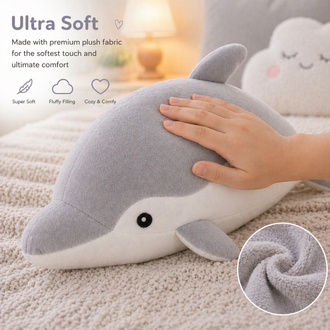 Velocitytoys™-Soft Gray Dolphin Plush
