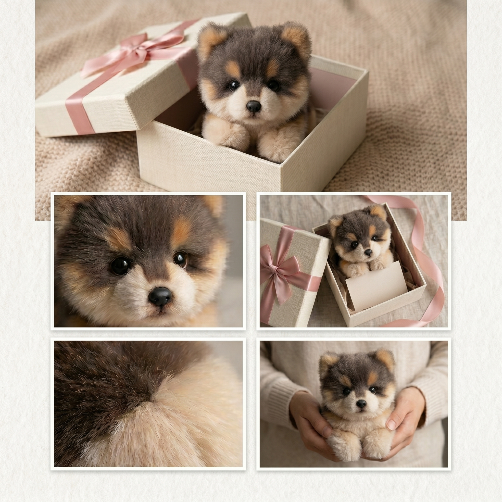 Velocitytoys™- Realistic Sable Pomeranian Stuffed Animal Plush Toy