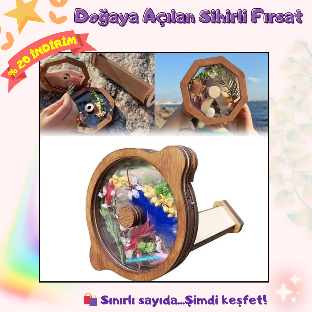 VelocityToys Ahşap Kaleydoskop Seti, DIY Oyuncak, Yaratıcı Görsel Etkinlik