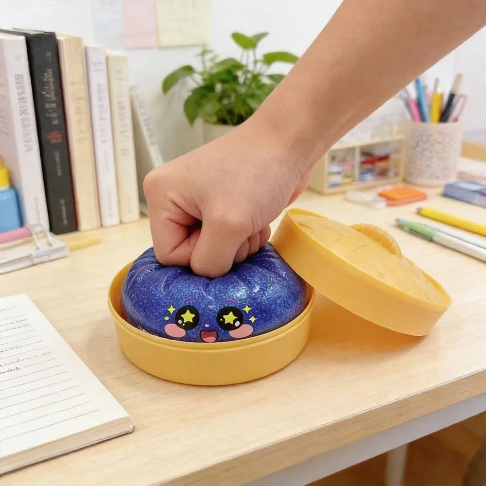 Velocitytoys™–Squishy Dumpling Stress Ball with Steamer Box – Slow Rise Sensory Toy